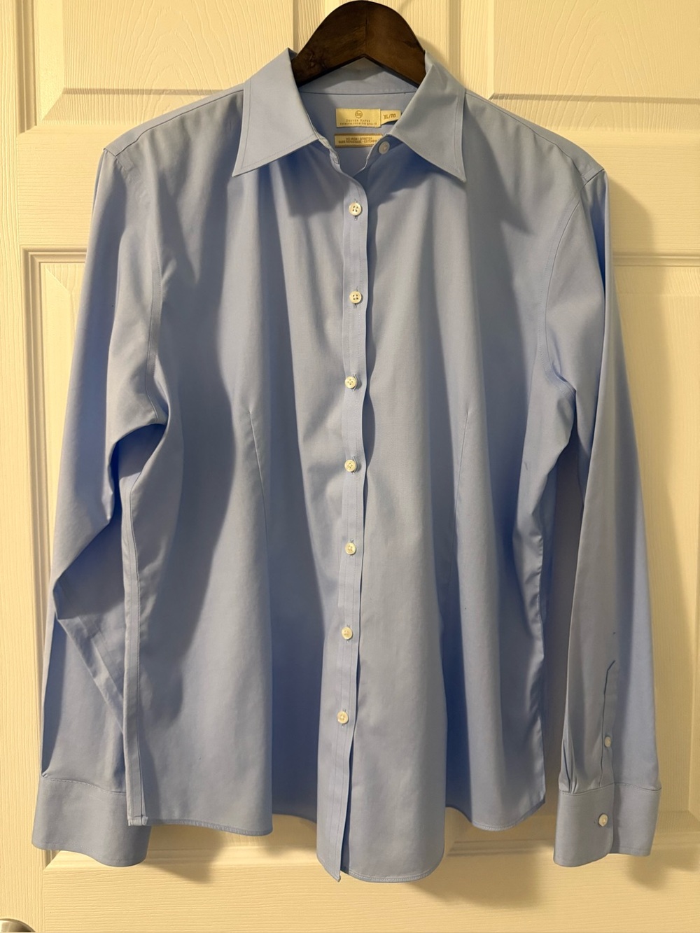 Denver Hayes No Iron Stretch Dress Shirt Light Blue XL 16 Long Sleeve
